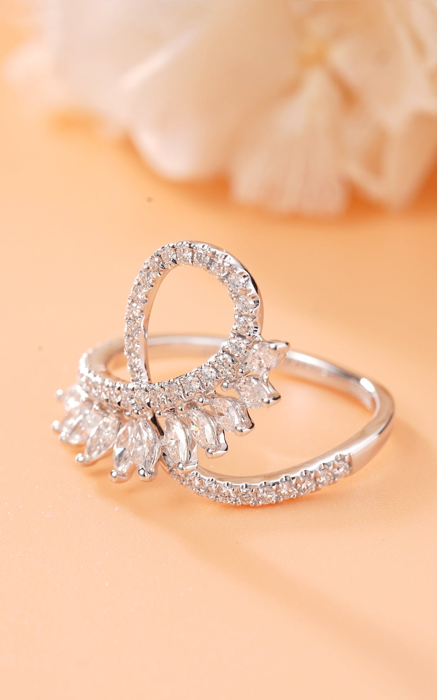 U-Shape Marquise Ring - A Sparkling Jewelry Gem - White Diamond Ring