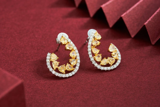 U-Shaped Diamond Earrings with Sparkling Yellow Diamonds | Jewelry Collection Jeweler.Jewelry