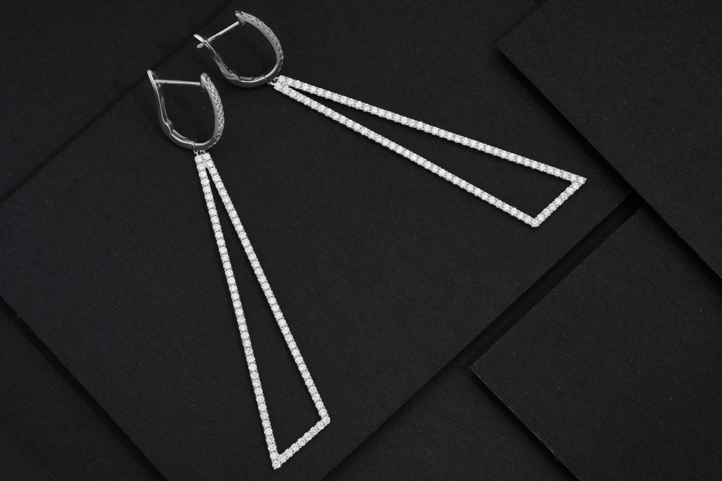 Unique Asymmetric Triangle Earrings - Dazzling Jewelry Piece - Jeweler.Jewelry