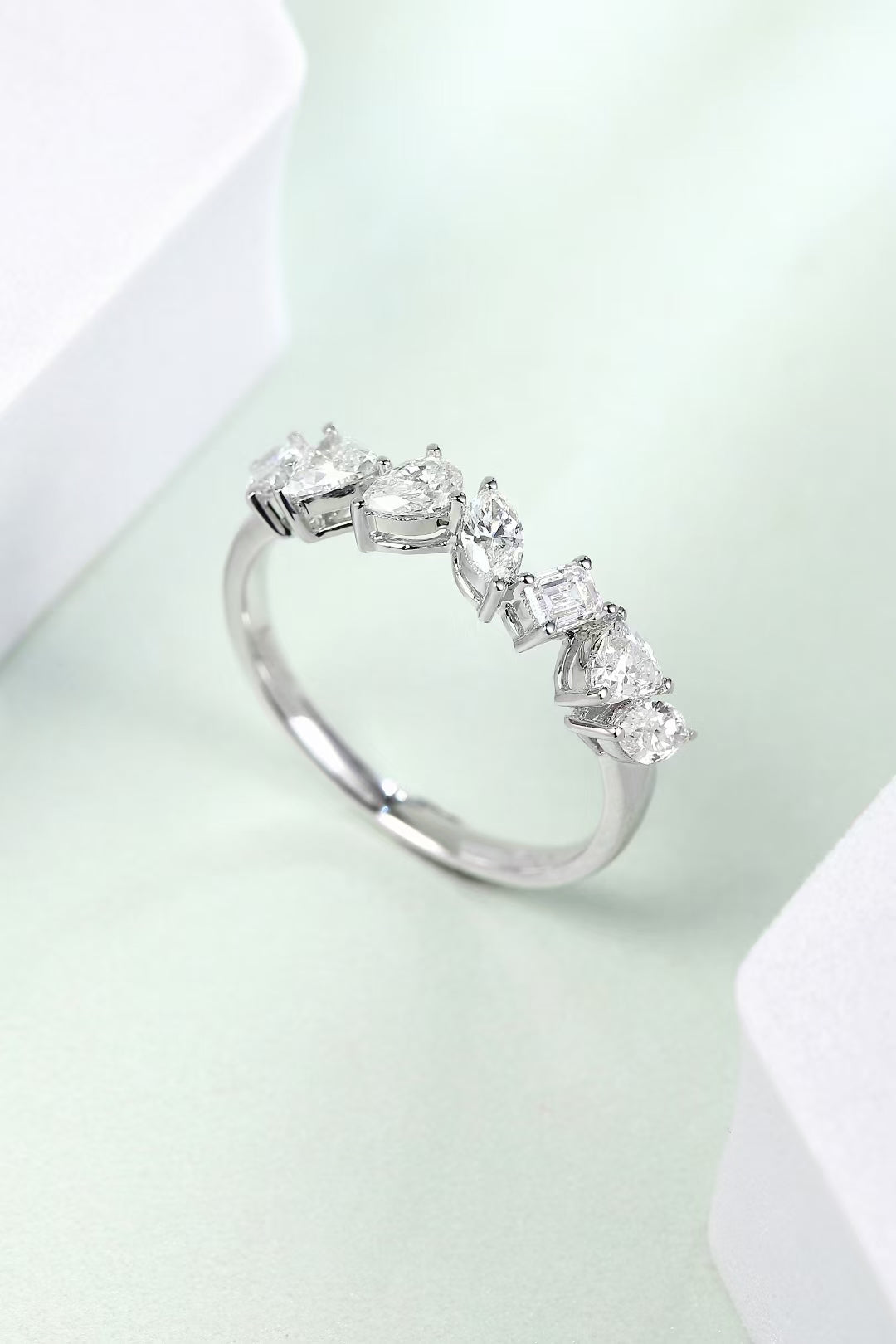 Unique Diamond Cluster Ring - Exceptional Jewelry Piece - White Diamond Ring