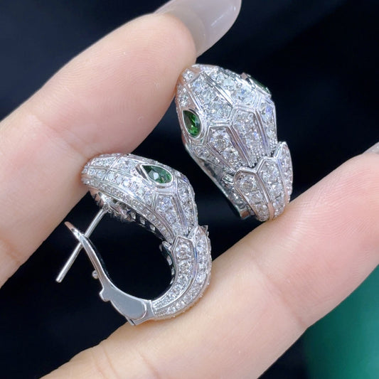 Unique Serpent-Shaped Earrings with Diamond Accent – Luxurious Jewelry Piece - Jeweler.Jewelry