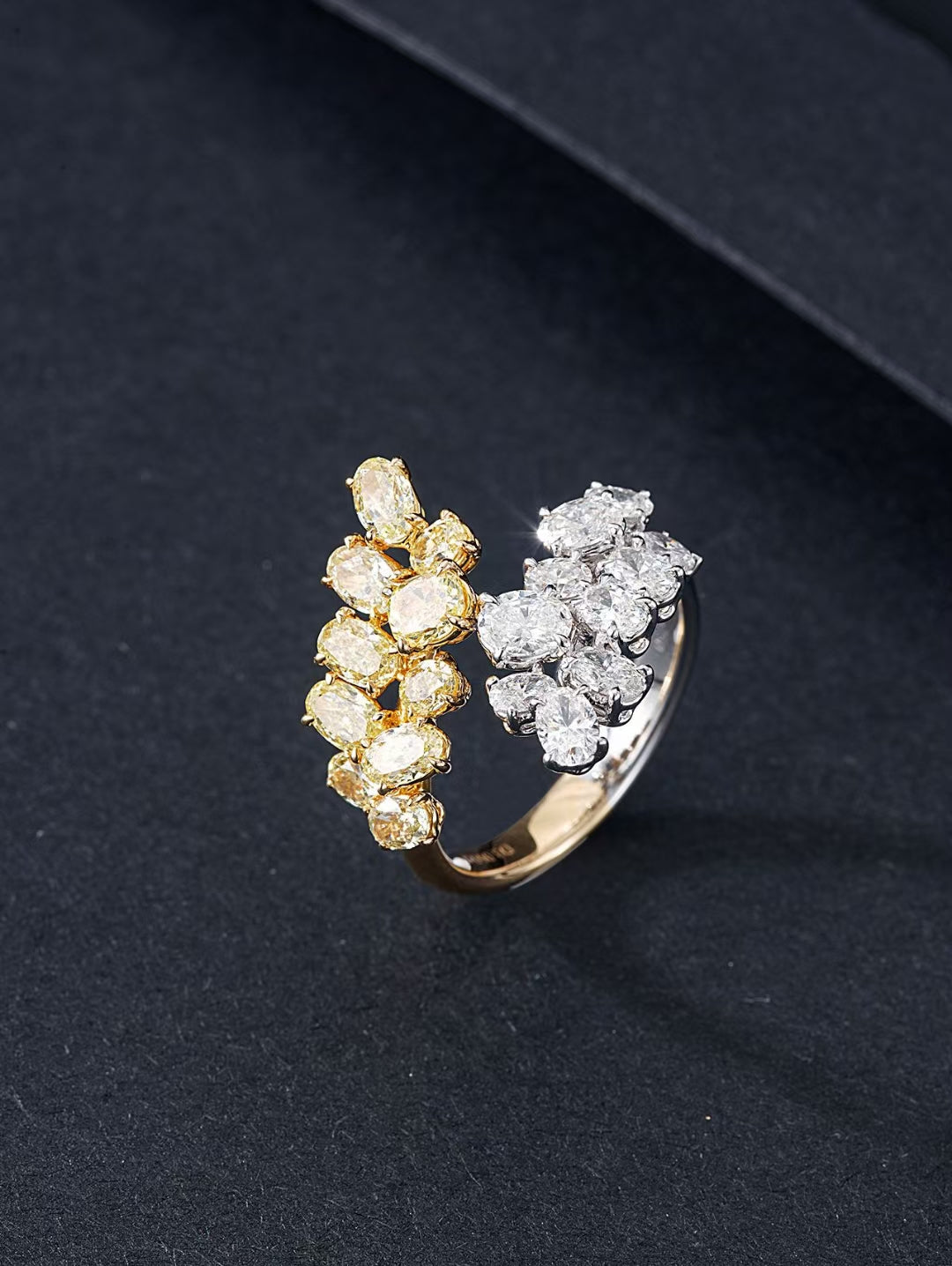 Unique Tree Branch Ring 15# - Fine Jewelry Piece - Yellow Diamond Ring