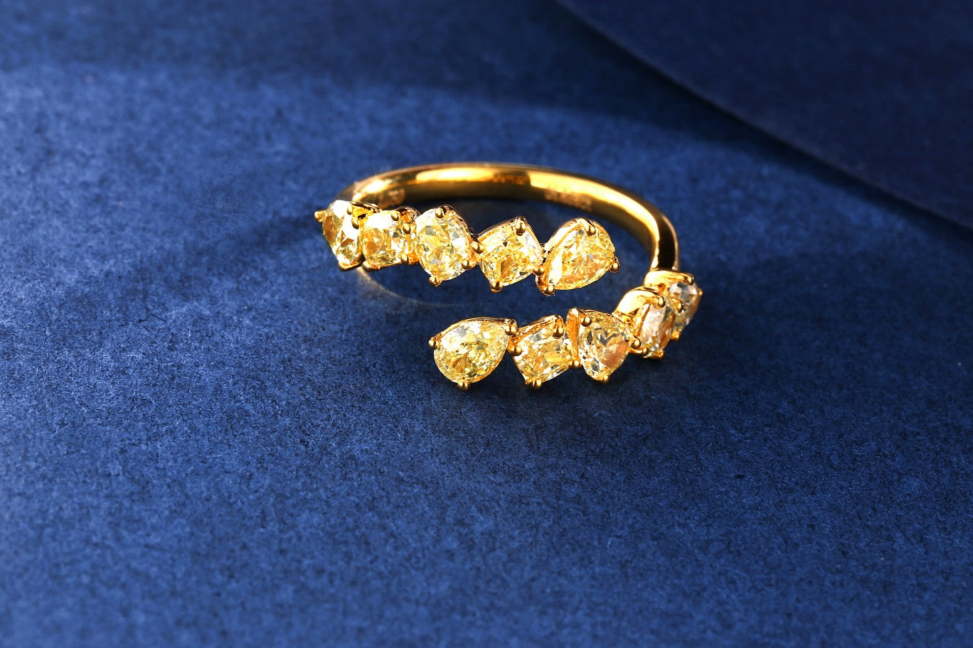 Unique Yellow Diamond Open Ring - Premium Jewelry Collection - Yellow Diamond Ring