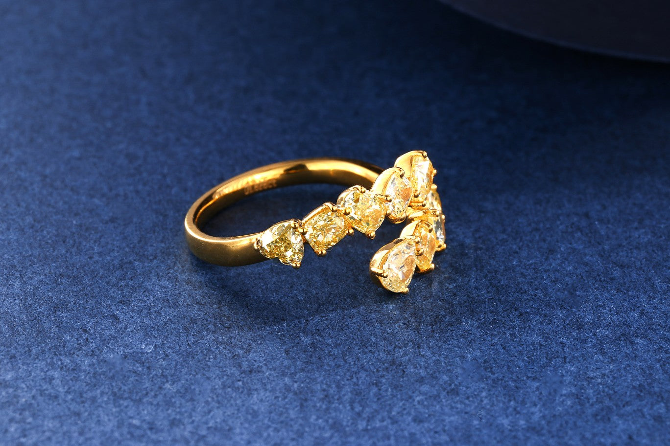 Unique Yellow Diamond Open Ring - Premium Jewelry Collection - Yellow Diamond Ring