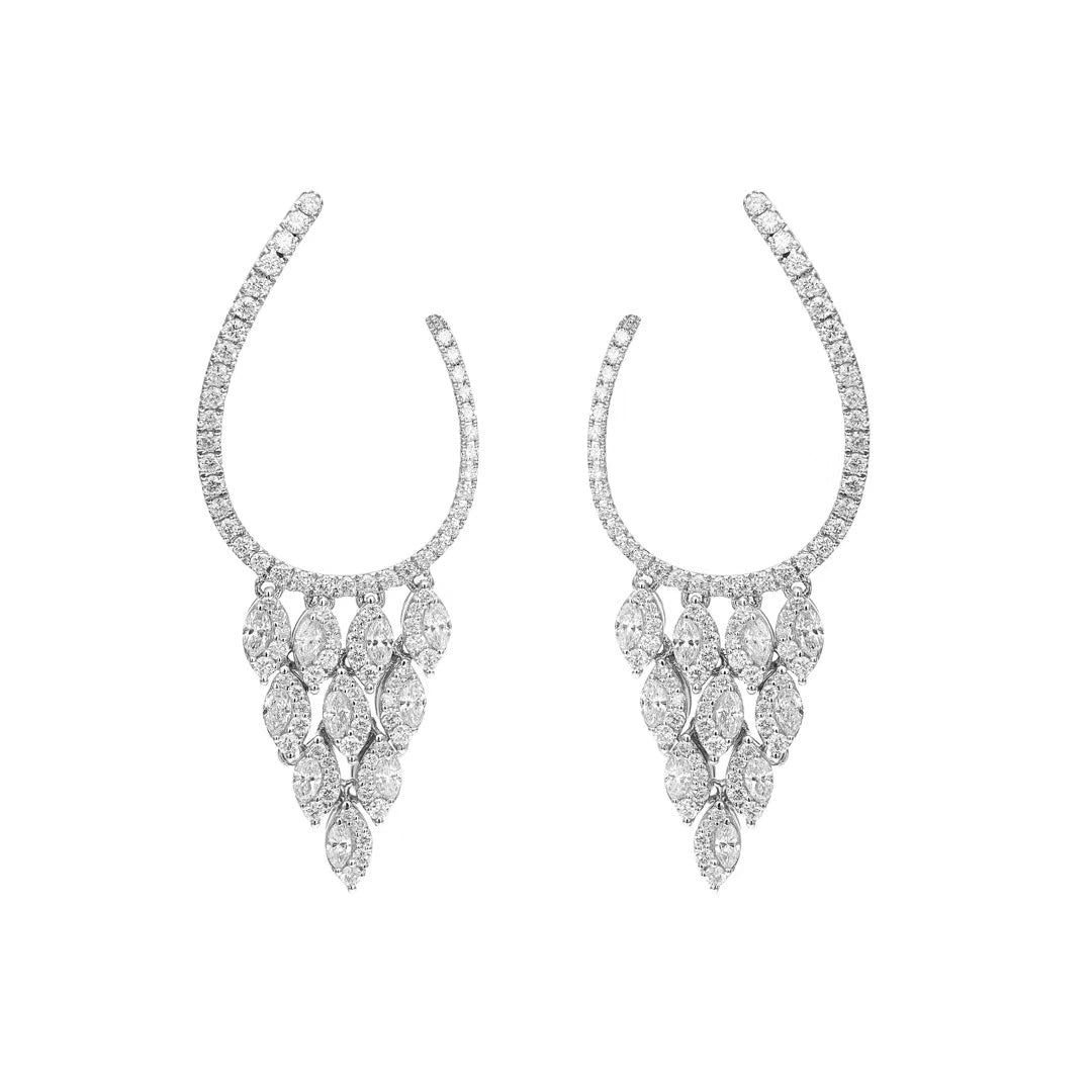 V-Shape Tassel Earrings with Diamond Accent - Exquisite Jewelry - Jeweler.Jewelry