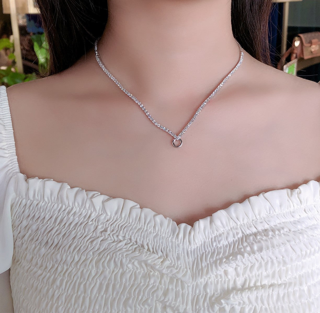 V-Shaped Diamond Pendant Necklace (Universal Chain) - Premium Jewelry - Universal Chain