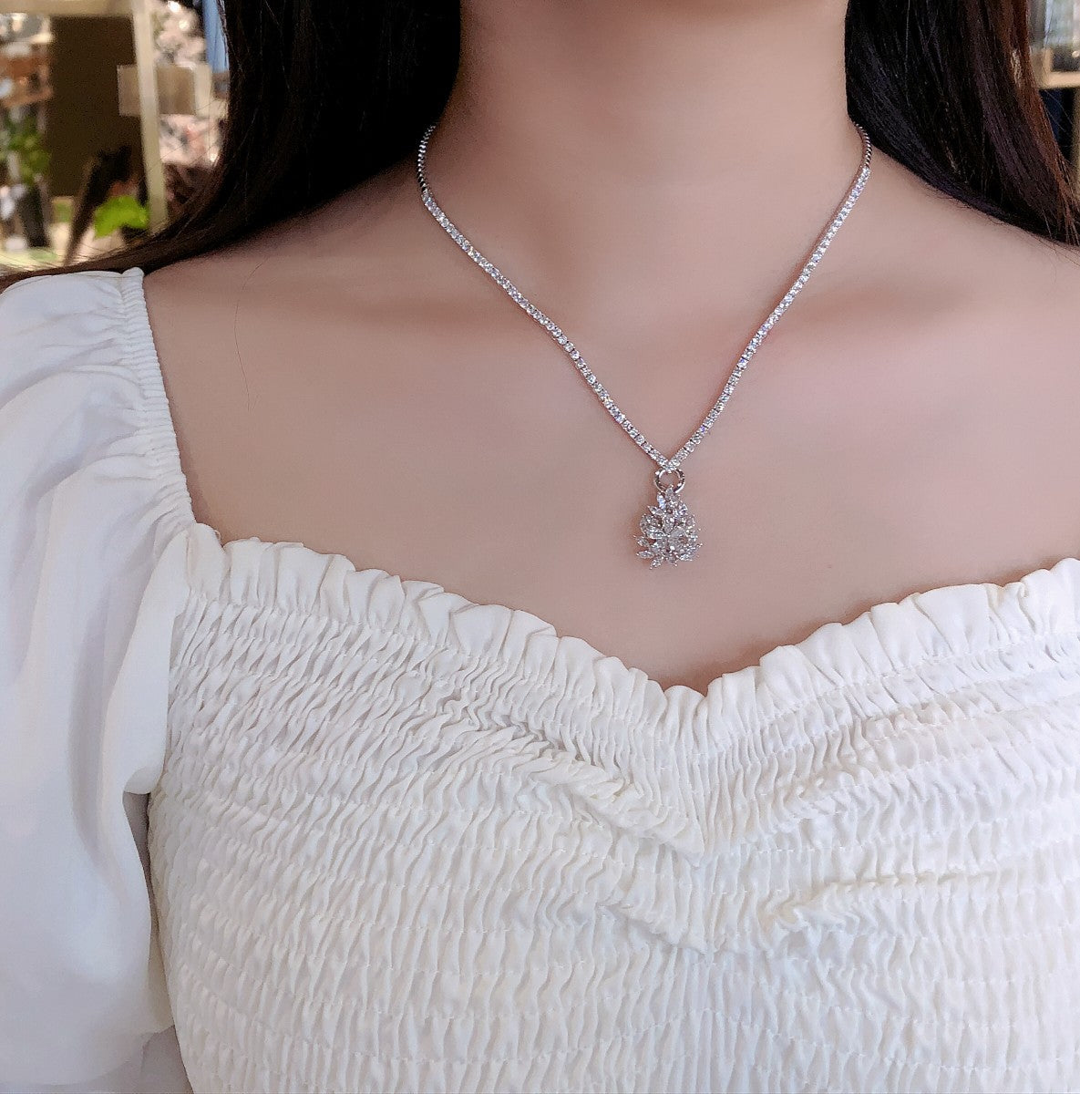 V-Shaped Diamond Pendant Necklace (Universal Chain) - Premium Jewelry - Universal Chain