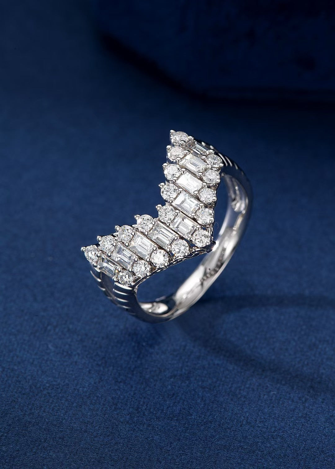 V-Shaped T-Square Ring - Premium Jewelry Collection - White Diamond Ring