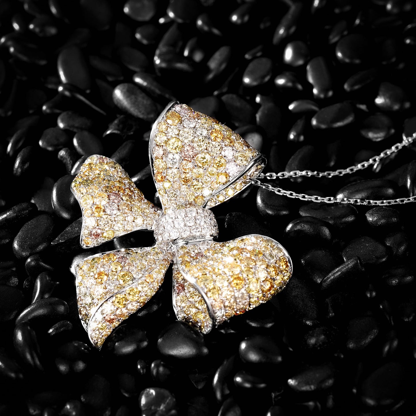 Versatile七彩戒指胸针吊坠Jewelry Set - Three-Wear Design - Yellow Diamond Ring