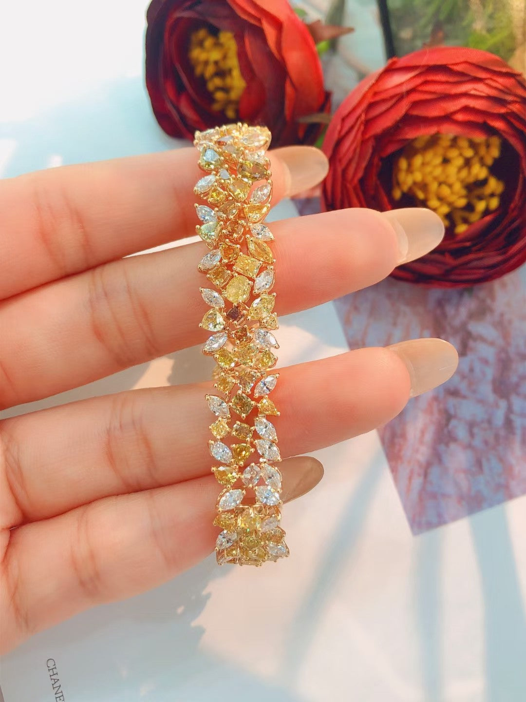 Vibrant Multicolor Marquise Drop Bracelet - Premium Jewelry - Colored Diamond Bracelet