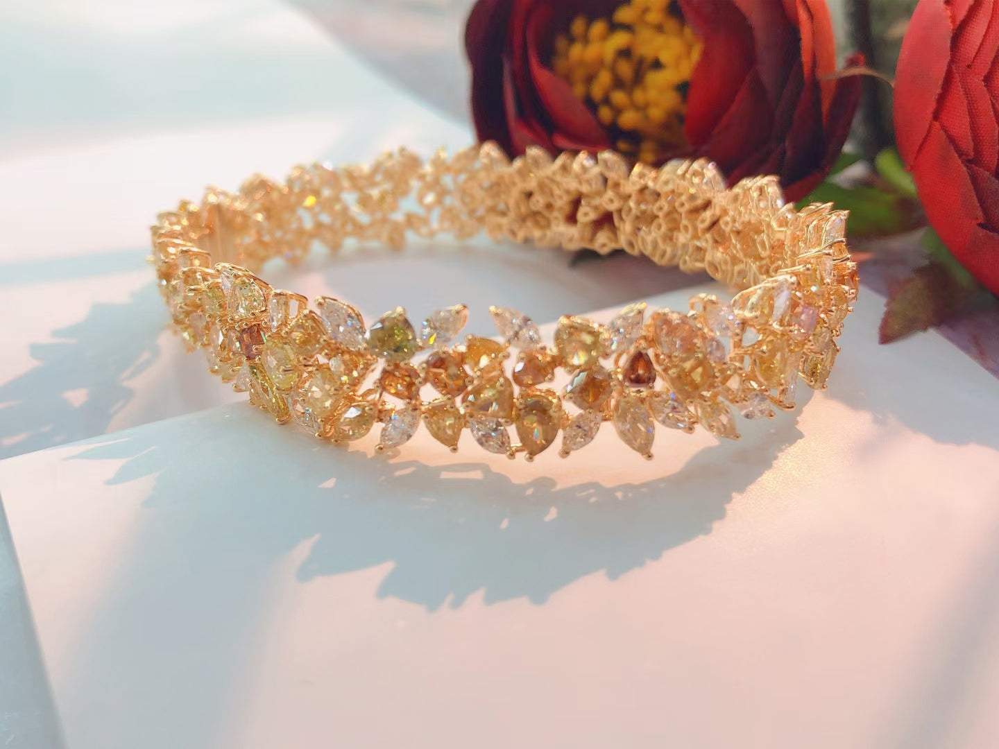 Vibrant Multicolor Marquise Drop Bracelet - Premium Jewelry - Colored Diamond Bracelet