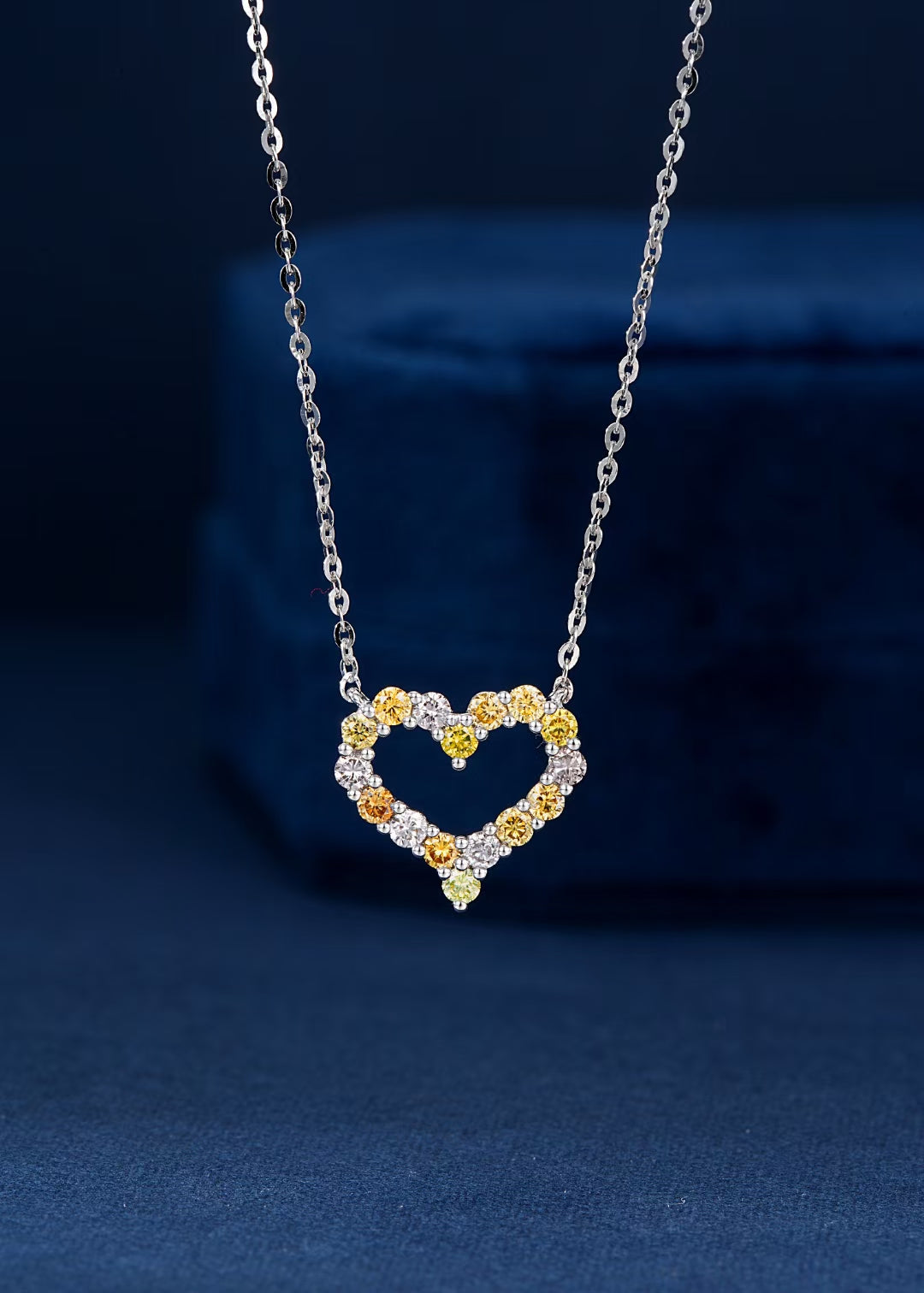 Vibrant Seven-Color Diamond Heart Pendant Jewelry - Yellow Diamond Pendant