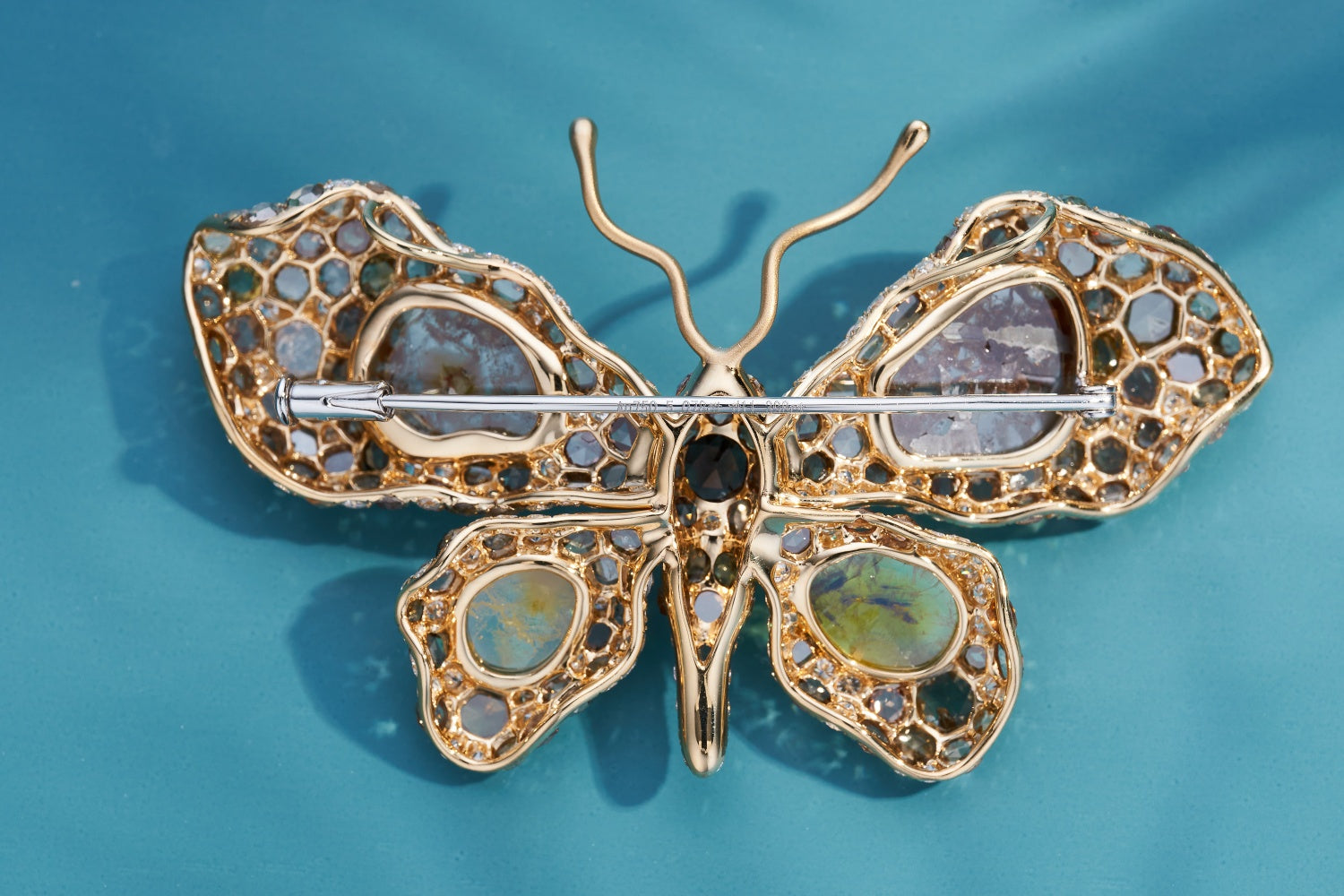 Vintage Diamond Rough Butterfly Brooch - Unique Jewelry Piece - Brooch