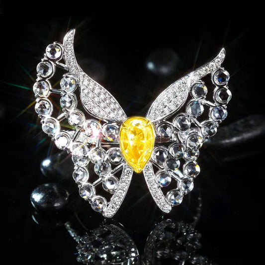 Water Drop Butterfly Jewelry Collection (Ring Brooch Pendant) - Yellow Diamond Ring