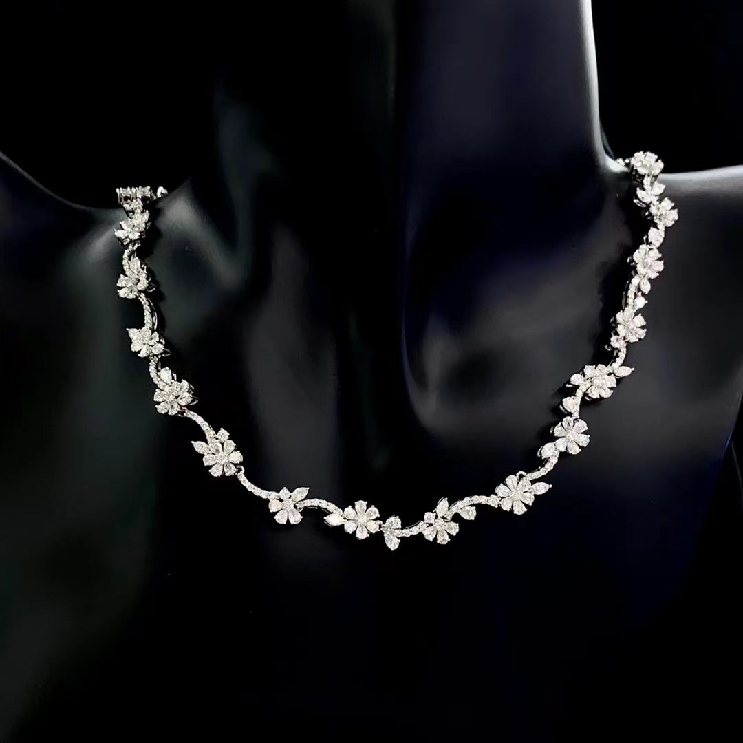 Water Drop Flower Jewelry Set - Exquisite Diamond Collection - White Diamond Set System