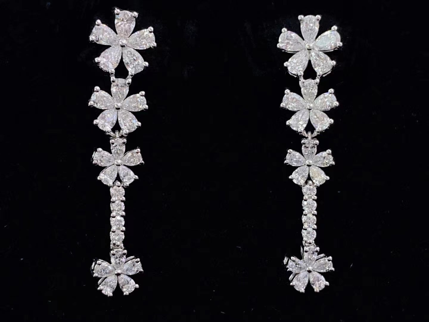 Water Drop Flower Jewelry Set - Exquisite Diamond Collection - White Diamond Set System