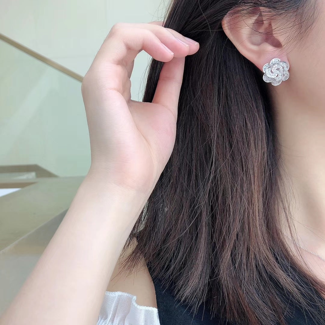 Wholesale Camellia Diamond Earrings Jewelry - Exquisite Elegance - Jeweler.Jewelry