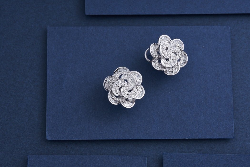 Wholesale Camellia Diamond Earrings Jewelry - Exquisite Elegance - Jeweler.Jewelry