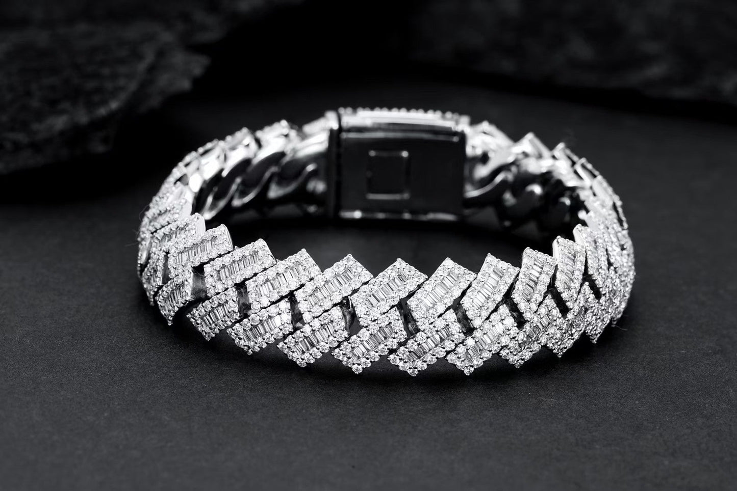 Wide T Large Bracelet - Premium Diamond Jewelry - White Diamond Bracelet