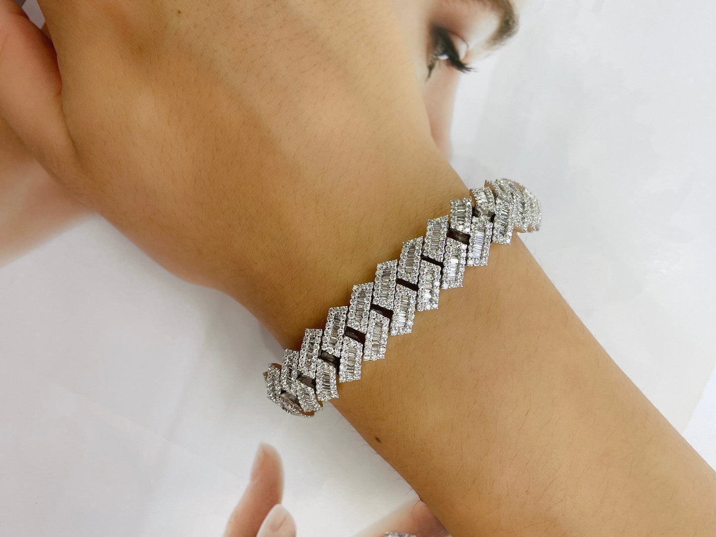 Wide T Large Bracelet - Premium Diamond Jewelry - White Diamond Bracelet