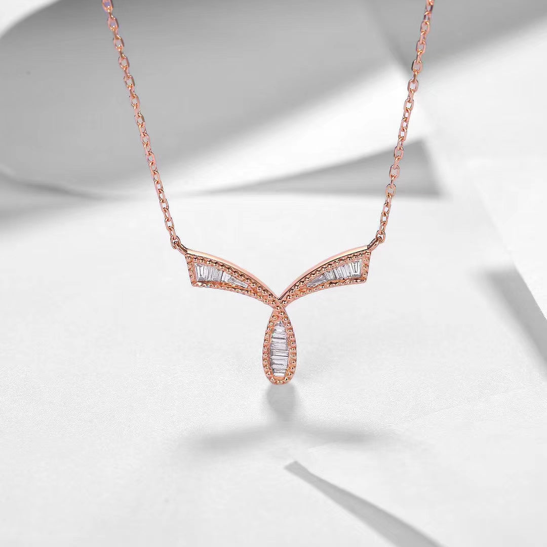 Y-Shaped Pendant with Diamond: A Unique Jewelry Piece - White Diamond Pendant