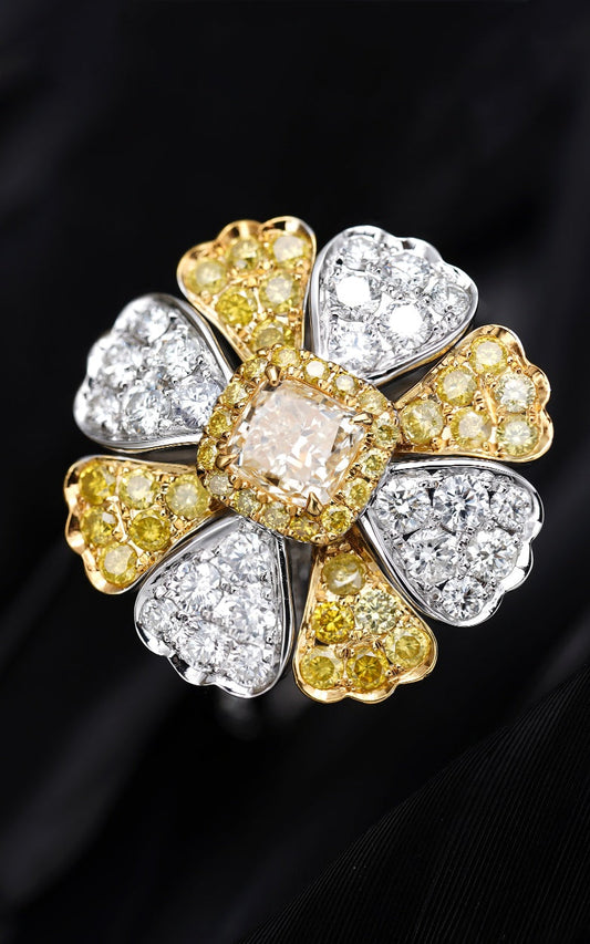 Yellow Diamond Color Petal Ring - Exquisite Jewelry Piece - Yellow Diamond Ring