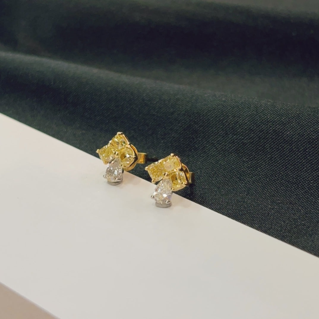 Yellow Diamond Four-Leaf Clover Earrings - Luxurious Jewelry Piece Jeweler.Jewelry