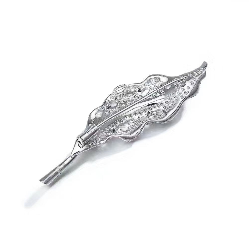 Yellow Diamond Leaf Brooch - Premium Jewelry Piece [XZ008] - Brooch