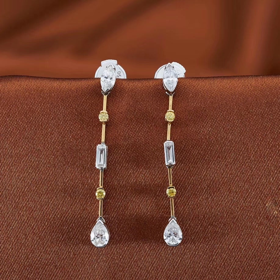 Yellow Diamond Marquise Shape Earrings - Fine Jewelry Piece Jeweler.Jewelry