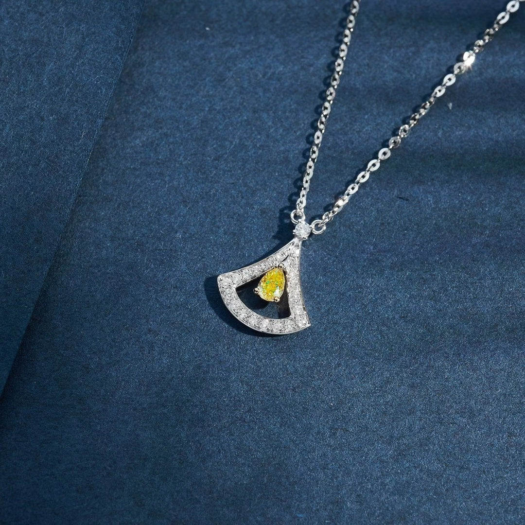 Yellow Diamond Pendant Necklace - Elegant Jewelry Piece - Yellow Diamond Pendant