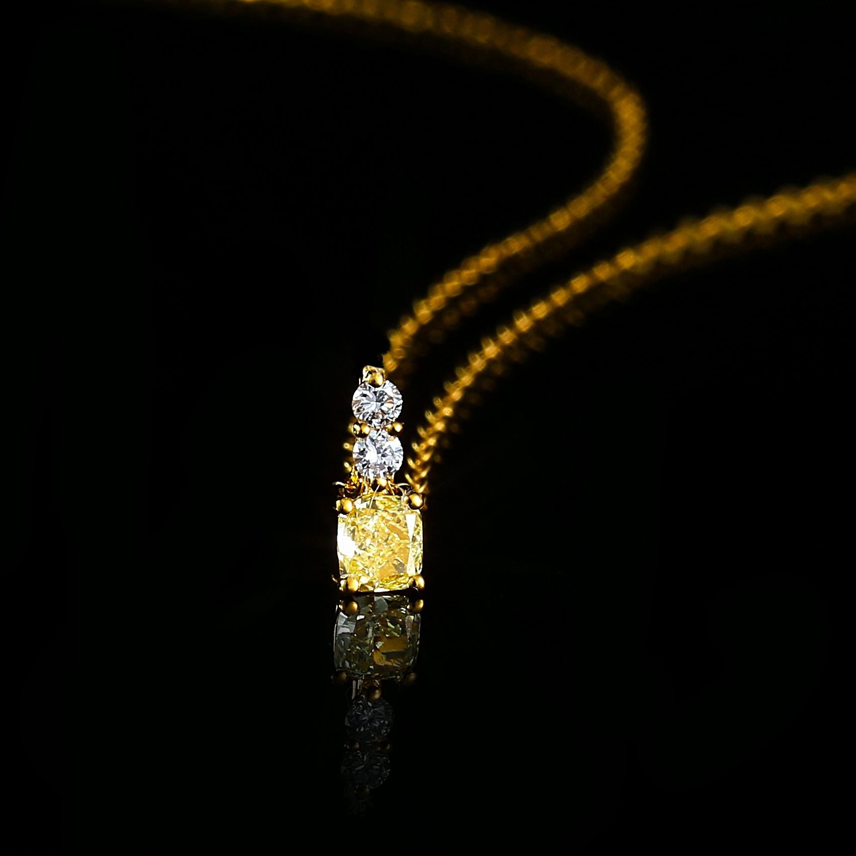 Yellow Diamond Pillow-Shaped Pendant - Fine Jewelry Collection - Yellow Diamond Pendant