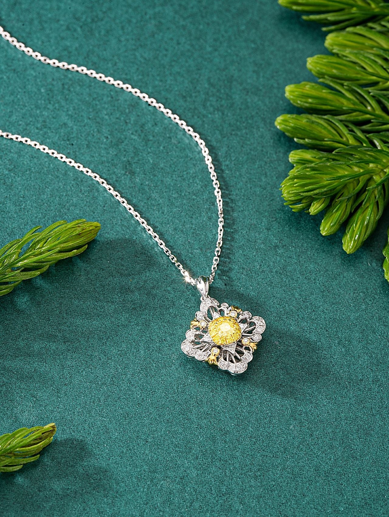 Yellow Diamond Square Buckle Pendant Jewelry - Yellow Diamond Pendant