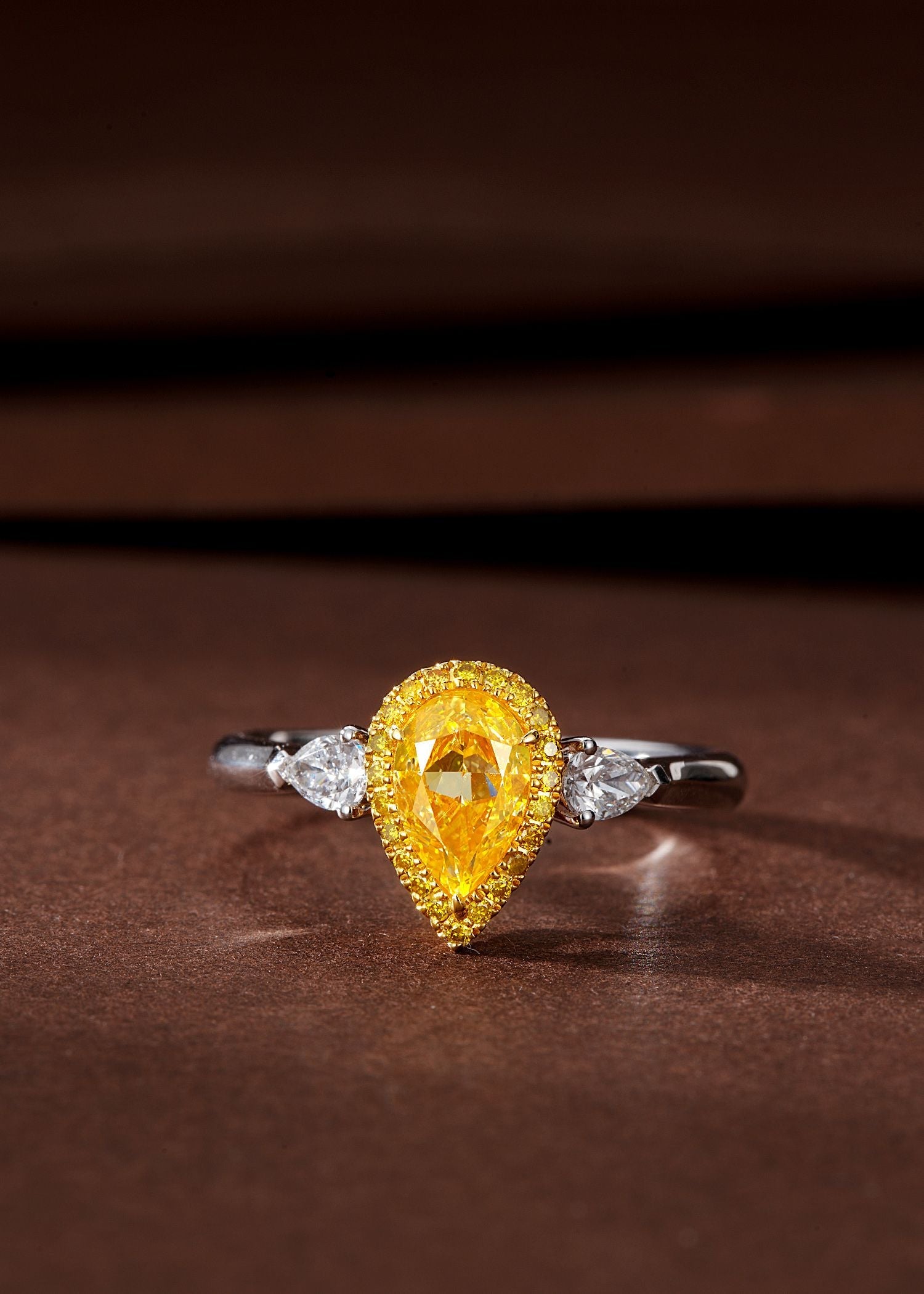 Yellow Diamond Three-Drop Ring - Luxurious Jewelry Piece - Yellow Diamond Ring